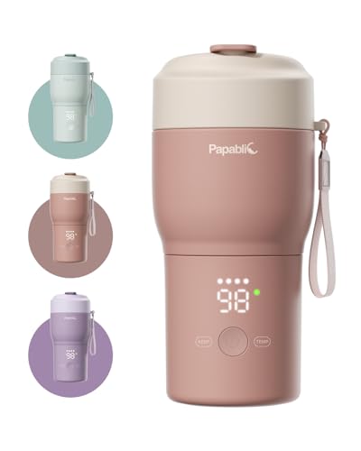 Image of Papablic Pro Portable Bottle Warmer for Travel– Fast Heating, Steam Sterilizer, 30W Fast Charge, 5-Temp Control, Easy-Clean Wide Mouth, Baby Milk Warmer for Breastmilk & Formula, Almond Rose