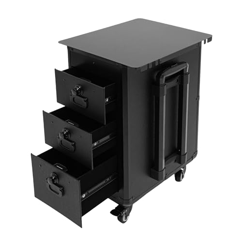 Rolling Makeup Case, Maletín de cosméticos con 4 ruedas, maletín de maquillaje con cerradura de combinación, 3 cajones, capacidad de carga de 44 Lbs, mango ajustable en altura, para maquilladores