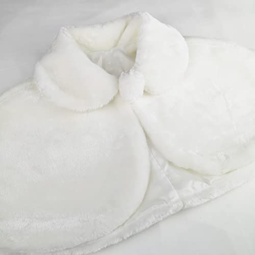 Flower Girl Cozy Faux Fur Bolero Shrug Shawl Wraps Princess Cape (L(8-12Years), Ivory)4