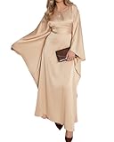 Bsubseach Women Plus Size Kaftan Dresses Moo Moos for Women Swimsuit Cover Up Swimwear Batwing Satin Caftan Beach Dress Champagne