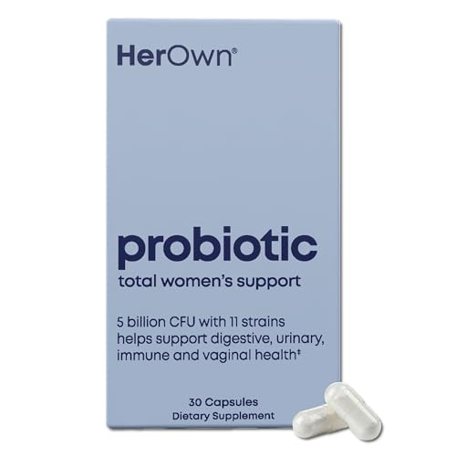 Image of her own Probiotics for Women, 5 Billion CFUs with Prebiotics, Supports Healthy Digestion, 11 Strains, Gluten and Soy Free, Vegan, Non-GMO, 30 Capsules, 30 Servings
