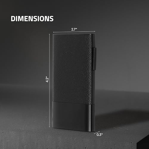 Fidelo Minimalist Men's Wallet with Money Clip - Leather & Aluminum Construction Clip Wallet - Durable Best Front Pocket Wallets For Men, Trigger Spring Cards Money Holder - Black3