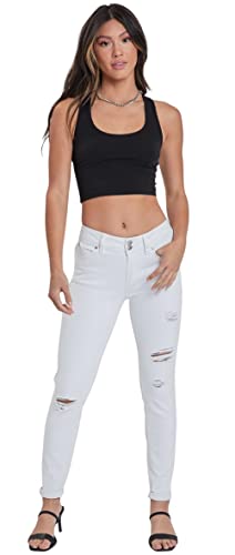 YMI Women's Junior Wannabettabutt Mid-Rise Ankle Jeans
