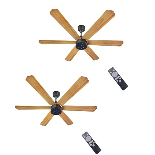 Image of XUGA Jovian F6W Premium Smart 1200mm, BEE 5-star BLDC fan,6 Blade,Remote Ceiling fan for Home, 100% Copper Motor,Energy Saving, High Air Delivery,LED Light, Wooden (Pack of 2)(5 Year Warranty)