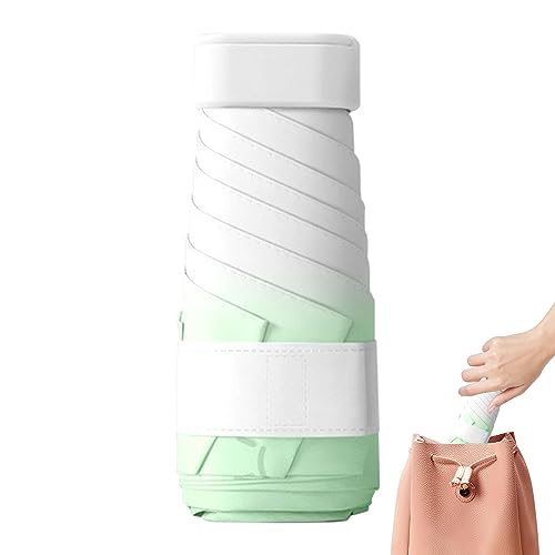 Youding Paraguas de viaje con protección UV, protección solar, compacto, bolsillo, plano, ultraligero, plegable, de secado rápido, para ir de compras, playa