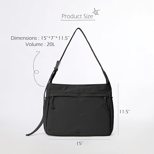 Image of ODODOS 20L Crossbody Tote Bag Large Capacity Lightweight Hobo Shoulder Sling Bags for Gym Shopping Beach Travel