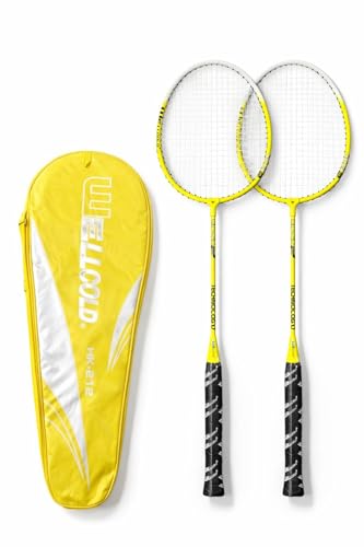 Badminton Profesyonel Raket Seti; 2 Raket, Sarı, Çantalı, HK212S