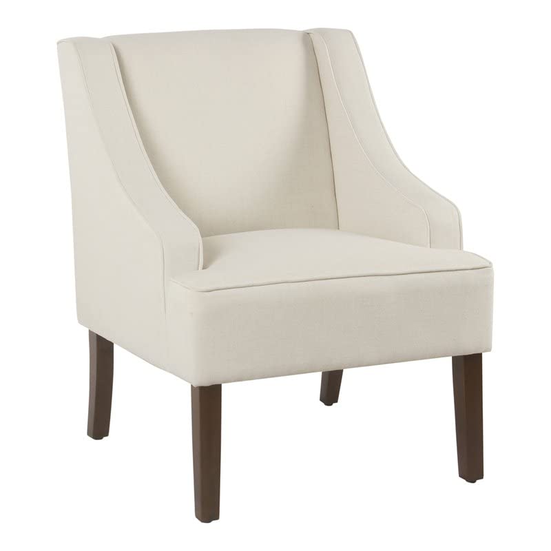 HomePop Velvet Swoop Arm Accent Chair, Linenlook Soft Cream Linenlook