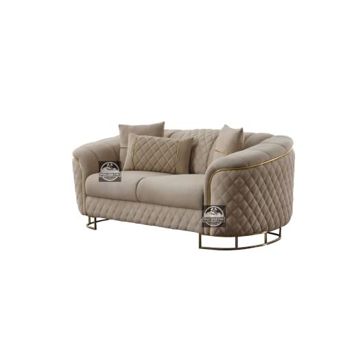 Image of Royal Carved Wooden Sofa Set | 3+1+1 Seater | Antique with Button Tufted Velvet Upholstery | Victorian Style Living Room Furniture Tufted Sofa Set Grey 3-Piece (Design 16)