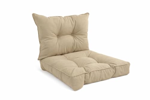 POKAR Lot de 2 Coussins de Jardin 1x Assise 70x70x10 cm + 1x Dossier 70x40x10 cm | Imperméable et Déperlant | Set de Coussins pour Chaise, Fauteuil Rotin et Salon de...