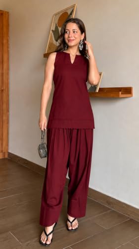 Image of LookMark Women's Rayon Printed Kurta Set with Farshi Salwar | Traditional Ethnic Co-ord Set for Women | Office, Casual Wear-AZ-YS-OG3-KS2337