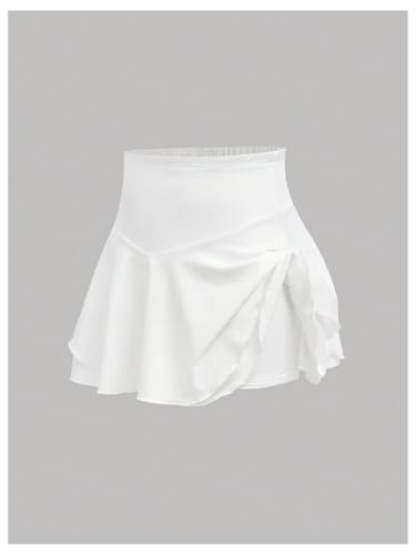 Verdusa Girl's Ruffle Skirts Elastic High Waisted A Line Workout Tennis Shorts3