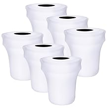 BSTKEY 6 Pack 32 Gallon Stretch Spandex Trash Can Cover, Outdoor Waste Container Bin Cover, Round Garbage Can Covers for Kitchen Wedding Party Commercial Fundraiser Decor, Without Trash Can White