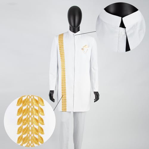 African Clothes for Men Slim Fit Embroidery Blazer and Pants Set Dashiki Outfits Jacket Chain Kerchief3