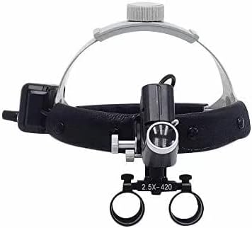 BONEW Diadema de 0.098 x 16.535in con lupas binoculares de aumento con diadema ajustable de 5 W, lámpara de joyería o pasatiempo, distancia de