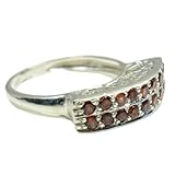 55Carat Echte Sterlingsilber-Ringe, handgefertigt, runder Geburtsstein, Granat, Größen 4, 5, 6, 7, 8, 9, 10, 11, 12, 13