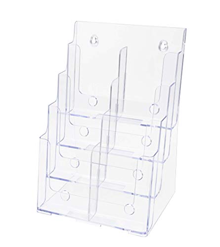 Marketing Holders 2 Pack Brochure Holder with Hardware Clear Acrylic 4 Tiers for 4