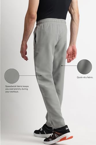 Image of Reebok Men's Woven Mesh Track Pants - Breathable Mesh Panels Gym Trackpants for Men | Training Running Payjama for Men | Athletic Pants - Elastic Drawcord Waistband
