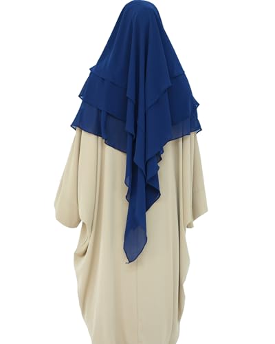 Modest Multi-Layer Large Hijab Muslim Breathable Chiffon Scarf Women Lightweight Solid Color Islamic Headscarf
