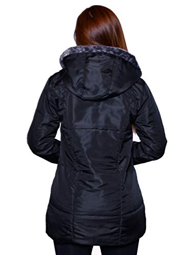 Sobretudo Jaqueta Feminina Com Capuz Removível Frio Inverno (Preto, P)