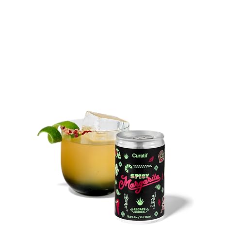 Curatif Spicy Margarita Cocktail - 18.5% ABV - Pack of 4 Ready to Serve Cocktails - 130ml each