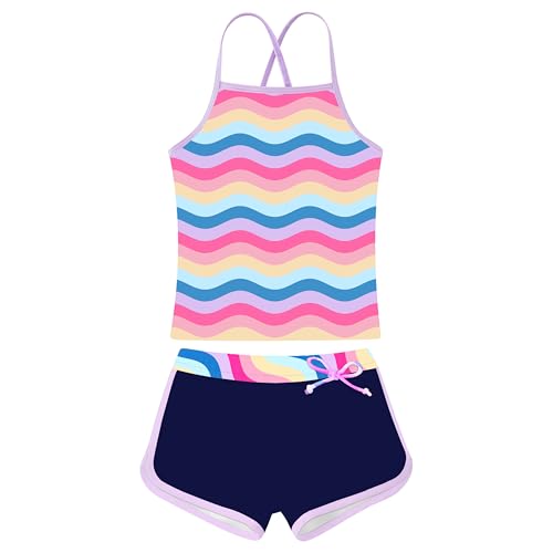 Girls Swimsuit Two Piece Bathing Suits Tankini with Adjustable Strap Swimwear with Boyshort