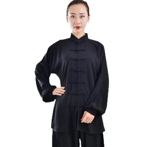 Kung Fu Ropa Tai Chi Uniformes Kung FU Traje de artes marciales Traje Wing Chun para hombre y mujer, Black-XXL