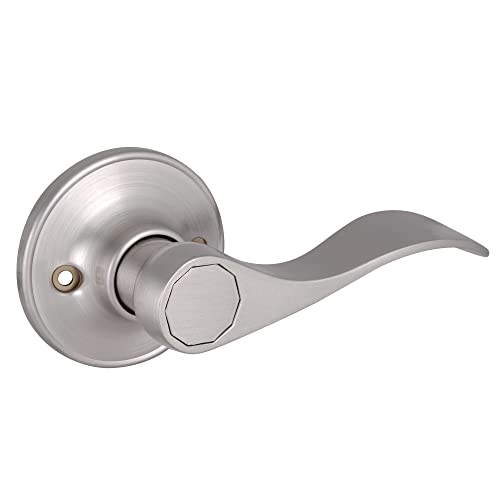 Image of Design House Springdale One-Sided Non-Turning Dummy Door Lever, Satin Nickel, Decorative Interior Door Handle for Closet, Pantry, and French Doors, Reversible Surface Mount Hardware, 700609 | Surface, Transitional, Brass, Hardware, 700609