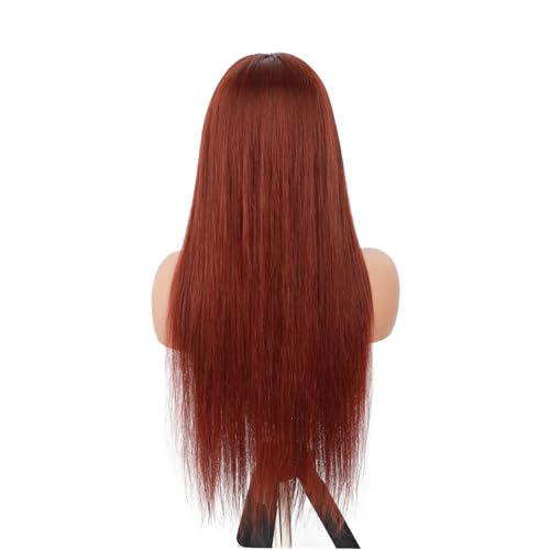 Image of ISEE Glueless Wigs Human Hair Pre Plucked Pre Cut Straight Reddish Brown Colored Lace Front Wig Human Hair 6x4 HD Lace Closure Wigs Human Hair Wigs for Women 180% Density 18 Inch