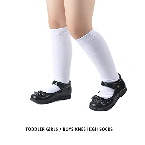 Epeius Knee High Socks With Non-Slip Grip Toddller Boys Girls Athletic Stripe Team Tube Socks For Soccer, Basketball, Baseball,5 Pairs Pack White,3-5 Years #TOP5