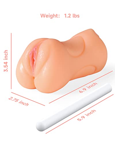 Image of 3 in 1 Male Masturbator Adult Sex Toys, Pocket Pussy with Real Mouth Tongue 3D Textured Vagina & Tight Anus & Drying Stick, Sex Doll Male Blowjob Stroker Toy for Man Masturbation (Flesh)