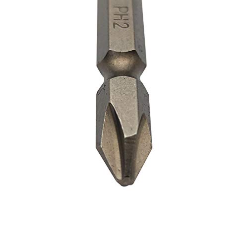 Sipery Double End Screwdriver Bits Philips Ph2 Magnetic Phillips Power Bit Hex Shank S2 High Alloy Steel Electroplate 65mm/2.56inch Length 10Pcs