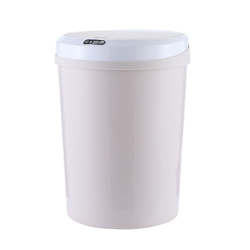 Smart Sensor Trash Can, Electric Non-contact 12L Large Capacity Automatic Mute with Cover Bedroom/kitchen/bathroom(Khaki)
