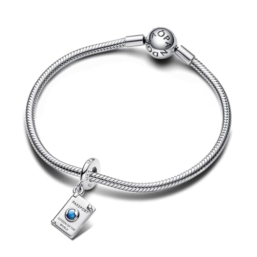 PANDORA Openable Passport Dangle Charm - Compatible with PANDORA Moments - Gift for Her - Sterling Silver & Enamel with Blue Cubic Zirconia - With Gift Box3