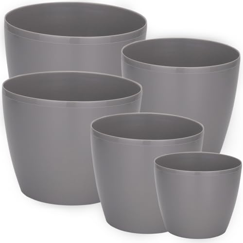 Peczeko Macetero Brillantes, Macetero De Plástico, Macetero Decorativo Para Flores Grandes Y Pequeñas, Juego De 5 Maceteros, Maceteros, Maceteros Para Hierbas, Paquete De 5 Gris, Ø 12 Cm Peczeko Macetero Brillantes, Macetero De Plástico, Macetero Decorativo Para Flores Grandes Y Pequeñas, Juego De 5 Maceteros, Maceteros, Maceteros Para Hierbas, Paquete De 5 Gris, Ø 12 Cm