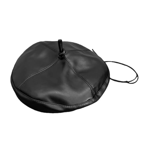 Women's Classic PU Leather French Beret Hat Retro Beanie Hat Artist Beret Cap Adjustable Painter Pumpkin Cap3