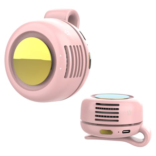 Wlztea Portable Clip-On Bladeless Fan - Rechargeable Hands-Free Cooling for Neck Waist & Bags 3 Speeds 6H Runtime USB-C Fast Charge (Pink)