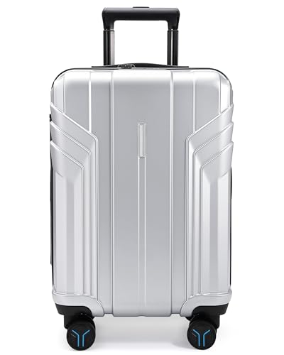 Image of BAGSMART Expandable Carry On Luggage 22x14x9 Airline Approved, 1OO% PC Lightweight Hard Shell Suitcase, 20 Inch Travel Luggage with Spinner Wheels, Waterproof Rolling Suitcase, Sliver