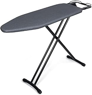 Duwee Ironing Board With Heat Resistant Cover,Folding Adjustable Height Large Ironing Board,Thick Felt Pad,Strong legs,Black,32x93cm