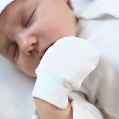 SSHUIKKAI 3 Paar Fäustlinge Baby, Baby Handschuhe Neugeborene, Baby Fäustlinge, Kratzfäustlinge Baby, für 0-6 Monate Baby Jungen Und Mädchen(Weiß)