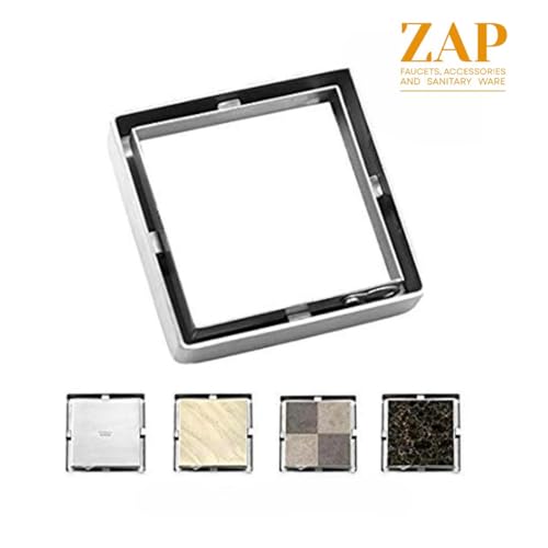 Image of ZAP 6 inch x 6 inch SS 304 Tile & Marble Insert Floor Drain with Cockroach Trap | Stainless Steel Bathroom & Kitchen Drain | Chrome Finish Waste Water Grating