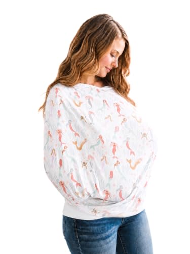 Image of Copper Pearl Nursing Cover for Breastfeeding - Multi-Use Baby Car Seat Cover, Stroller Cover & Breast Feeding Cover Up for Women, Stretchy Breathable High Quality Cover for Boy or Girl, Coral
