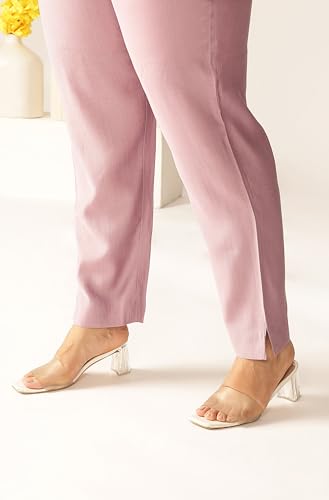 Image of Janasya Women Silk Blend Solid Kurta & Pant Set Lavender Color Trending Outfit