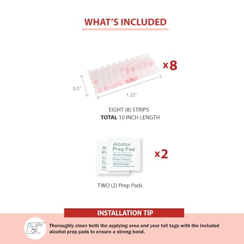 AUTOBOXCLUB - Heavy Duty EZPass/IPass/Toll Pass Mounting Strips EZPass Transponder Device Holder/EZ Pass Adhesive Strip Set - 8pcs (4sets) with Alcohol Prep Pad