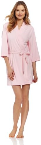 Seven Apparel 00133 Hotel Spa Collection Kimono Knit Cotton Robe, Light Pink