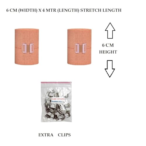 Image of Elastic Crepe Band for Wrist /Leg /Knee /Ankle /Hand - 6cm x 4Meter (Pack of 2) Support for Gym,Running,Weightlifting,Sports,Workout, and Fitness Activities