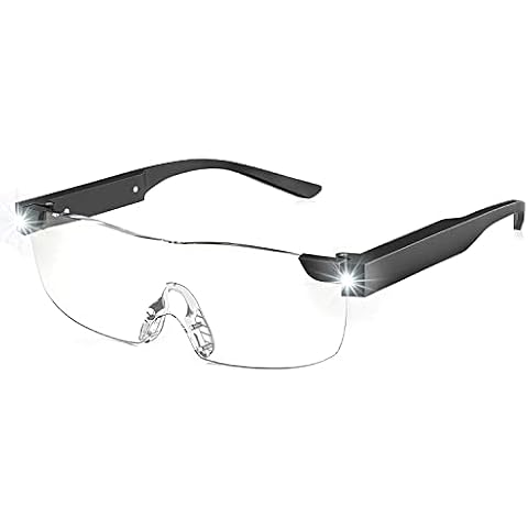 Magnifying Glasses with Light by SKYWAY, 160% Magnifying Glasses for Close Work, Reading and Hobbies, Anti Blue Light, USB Rechargeable LED Lights, Wearable Illuminated Magnifying Glass Hands Free Cover