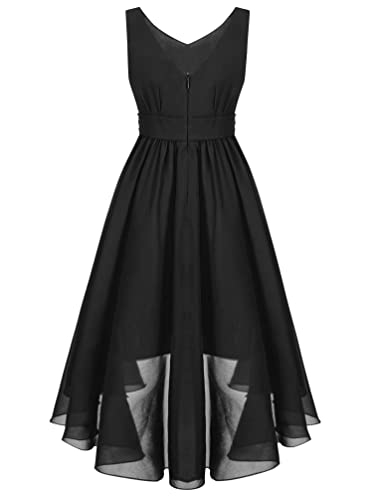 Kids Girls Sleeveless High-Low Hem Chiffon Flower Girl Bridesmaid Wedding Dress for Special Occasion2