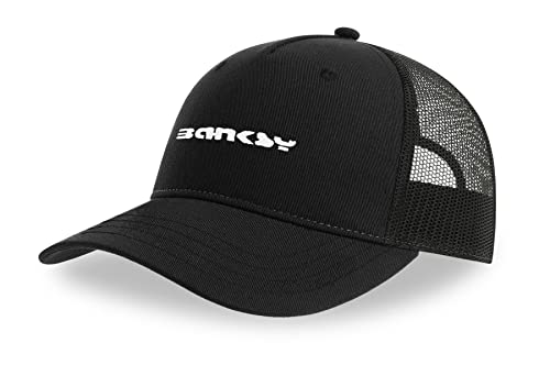 Casquette trucker Banksy signature graffiti coton noir visière incurvée