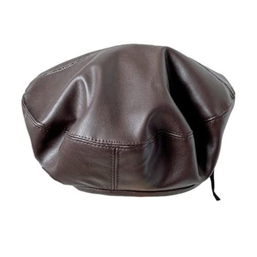 Chapeau d'hiver chaud en cuir synthétique de couleur élégante et finitions soignées